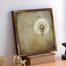 1pc Framed Canvas Poster, Christmas Wall Art, Winter Wall Art, Dandelion, Natural Still Life, Vintage Texture Art Style Wall Art Canvas Paintings, Ideal Gift For Bedroom Living Room Corridor, Wall Art, Wall Decor, Room Decoration - Multicolor - View 2