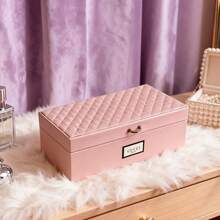 Gucci Caixa de Jóias/Cosméticos/Miudezas de Grande Capacidade, Estilo Doce e Vintage, Presente para Amigos e Família, Feriados e Aniversário - Rosa chiclete - Visão 2