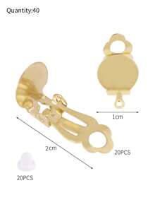 1 Pack Of 20 Pair Clip-On Earring Converters + 20 Pcs Ear Plugs, DIY Non-Pierced Earrings Accessories - Yellow Gold - View 4