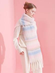 1pc Fluffy Maillard Fashionable Cozy Scarf, Warm And Windproof, Suitable For Daily, Commuting, Outdoor, Home, Travel, Gifting, Versatile Women Accessory, Autumn/Winter