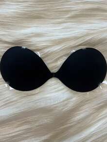 1 Piece Of Invisible Gathering Top Support Disposable Palm Cup Nipple Adhesive Bra (With Long Shoulder Straps Thickened 3cm) For Women's Underwear Accessories In Black - Black - View 4