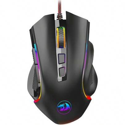 Redragon M602 Ratón Gaming, Ratón Gaming Ergonómico RGB con Cable con 7200 DPI Ajustables, 9 Botones Programables, Software Profesional para Gamer Office [Negro]