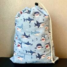 1 pieza de bolsa con un cordón: bolsa de almacenamiento de viaje portátil - tiburón azul - Ver 9
