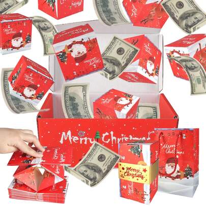 1pc Christmas Pop-Up Gift Box, Money Surprise Gift Box In Green & Red, Available In 6/12/20 Count Sets - Perfect For Christmas, Thanksgiving, Birthdays & Anniversaries. Exploding Gift Box, Cash Holder Gift
