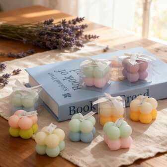 Farbverlauf Mini Würfel duftende Kerze - 100% natürliches Sojakerzen-Aromatherapie für Schlafzimmer Entspannung | Süßer Farbverlauf Würfel Kerze mit langanhaltender Duftentfaltung & Wohndekoration Atmosphäre