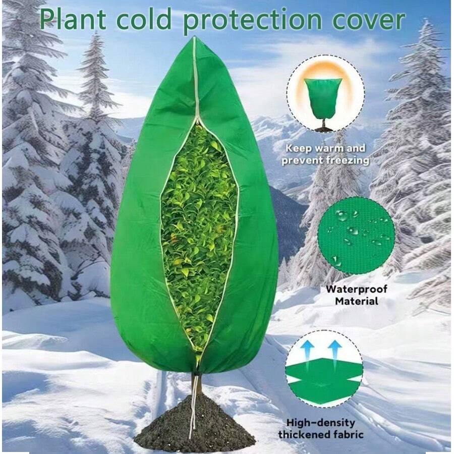 1pc Autumn/Winter Plant Frost Protection Cover With Zipper, Bottom Drawstring Tree Insulation Wrap, Durable Non-Woven Fabric Plant Protection Cover, Flower Pot Anti-Insect Cover, Garden Freeze Protection