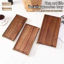 1 pieza Bandeja rectangular de madera de palo de rosa, disponible en 3 tamaños: plato de desayuno, plato de postre, plato de pan, plato de aperitivo, plato de sushi, bandeja de taza rectangular, bandeja de té de la tarde, plato de dulces - Marrón - Ver 10