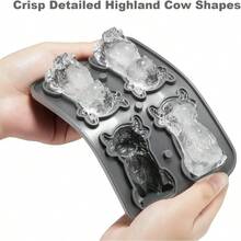 3D Highland Cow Ice Cube Tray Large Silicone Fun Shapes Ice Cube Mold For Whiskey Cocktails Bourbon Cute Highland Cow Gifts For Holiday Stocking Stuffers - 白色 - 查看 6