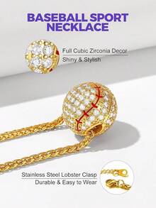 Richsteel 3D/Basketball/Soccer/Baseball Ball Boxing Glove Cool Pendant Men, 316L Stainless Steel Sneaker Chain,Sport Fan Jewelry - 金棒球 - 查看 5