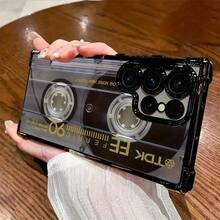 Nueva Funda de Teléfono Creativa Retro con Patrón de Cinta a Prueba de Golpes de Cuatro Esquinas para Samsung A12/13/14/15/16/21/22/23/24/25/26/32/33/34/35/36/50/51/52/53/54/55/56/73, S25/S24/S23/S22/S21/S20/Note 20/FE/Ultra/Plus, Funda Protectora Negra Suave y a la Moda, Opción de Regalo Unisex para las Vacaciones - Colores mixtos - Ver 5