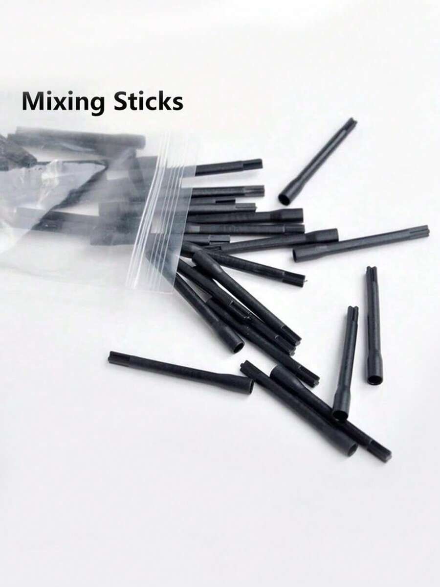 ATOMUS 100pcs Tattoo Pigment Mixing Sticks, Tattoo Ink Mixing Sticks, Plastic Mixing Sticks, Microneedle Pigment Sticks - Black - View 1