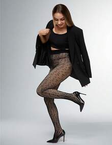 Fleece Lined Sheer Warm Pantyhose Leggings Translucent Thermal Winter Thick Tights Dresses, Women's Style 5FUO - 豹 - 查看 6