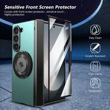 VIETAO 360度旋轉磁吸環支架手機殼，適用於 Galaxy Z Fold 8 Ultra 7 6 5 4，含螢幕保護膜與轉軸保護蓋 - 綠色 - 查看 6