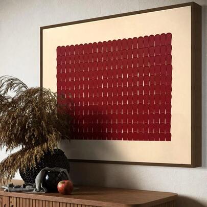 1pc Abstract Textured Arch Canvas Wall Art, Minimalist Red Poster, Fashion Home Decor For Living Room, Bedroom, Housewarming Gift, Unframed