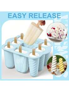 Homemade Popsicle Maker - 12-Cavity Silicone Mold With Lid, 50 Sticks/Bags/Ties + Tools - Foldable, Easy To Use - Ideal For Summer Parties & Gatherings - 藍色 - 查看 2