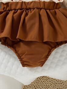 Bộ đồ liền thân tay lửng họa tiết hoa dễ thương và băng đô nơ cho bé gái mùa thu/đông - Nhiều màu - Xem 10