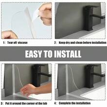 2-Pack Clear Splash Guards – Heavy-Duty Transparent Splash Strips For Bathtubs And Sinks, Curved Design Fits Showers, Tubs & Wash Basins, Tool-Free Adhesive Installation, Enhances Bathroom Cleanliness, Premium Durable Acrylic Material, Christmas Must-Have - 白色 - 查看 8