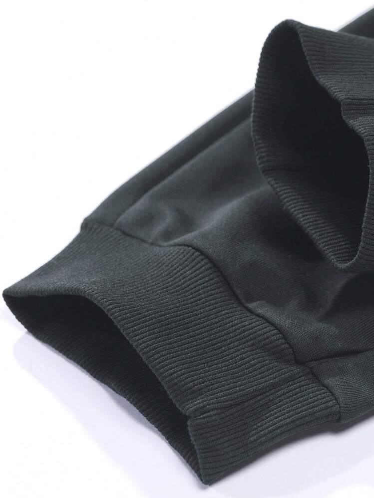 Conjunto de Moletom e Calça de Moletom com Estampa da Letra de Paris para Homens, Conjunto de Roupa Casual com Bolsos e Cintura com Cordão, Adequado como Presente para Marido ou Namorado, /Outono - Chumbo - Visão 7