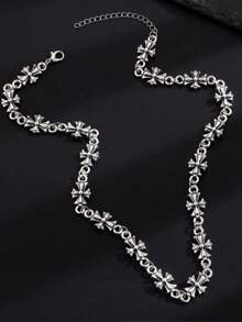 1 chiếc dây chuyền hợp kim trang trí hình thánh giá phong cách Gothic/Vintage dành cho nam - Bạc - Xem 2