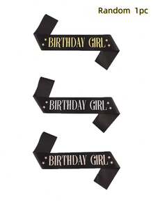 1pc Birthday Shoulder Sash "Birthday Girl" Birthday Gift Party Decoration Prop, Random Color & Style - Multicolor - View 7