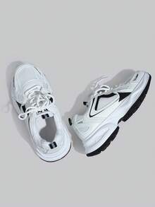 DareSee 女士新款厚底运动鞋，轻便休闲鞋，小白鞋，网球鞋，多功能跑步鞋，可爱时尚轻便厚底运动鞋，音乐节礼物 - 黑色 - 查看 5