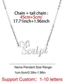 Personalized Bow Name Necklace, Women's Customized Bow Name Necklace, Exquisite Gold Chain Name Jewelry, Elegant Minimalist Stainless Steel Pendant Gift, Suitable For Daily And Special Occasions, Fashionable Customized Name Jewelry - Multicolor - View 7