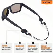 Adjustable Glasses Strap (1Pc) - Sunglasses Strap For Men Women - Black Eyeglasses Strap - Eye Glasses Holder Around Neck, Sports Glasses Strap, Eyewear Retainer, Cable Glasses Lanyard - Default1PC - View 1