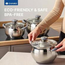 Modern 6 - Piece Stainless Steel Induction Cookware Set U2013 Dishwasher  Pots With Heatproof Handles, Glass Lids, Silver - 6件套裝 - 查看 9