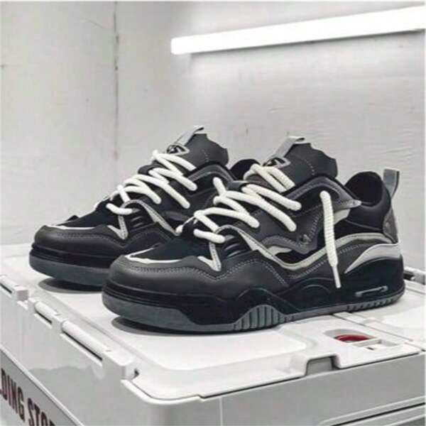 Men's Versatile Lightweight Breathable Low-Top Casual Chunky Sneakers, New Mesh Breathable Sports Shoes, Lace-Up, Comfortable, Versatile, Thick Sole Increase Height, Running Shoes, Outdoor, Solid Color, Minimalist Men Shoes