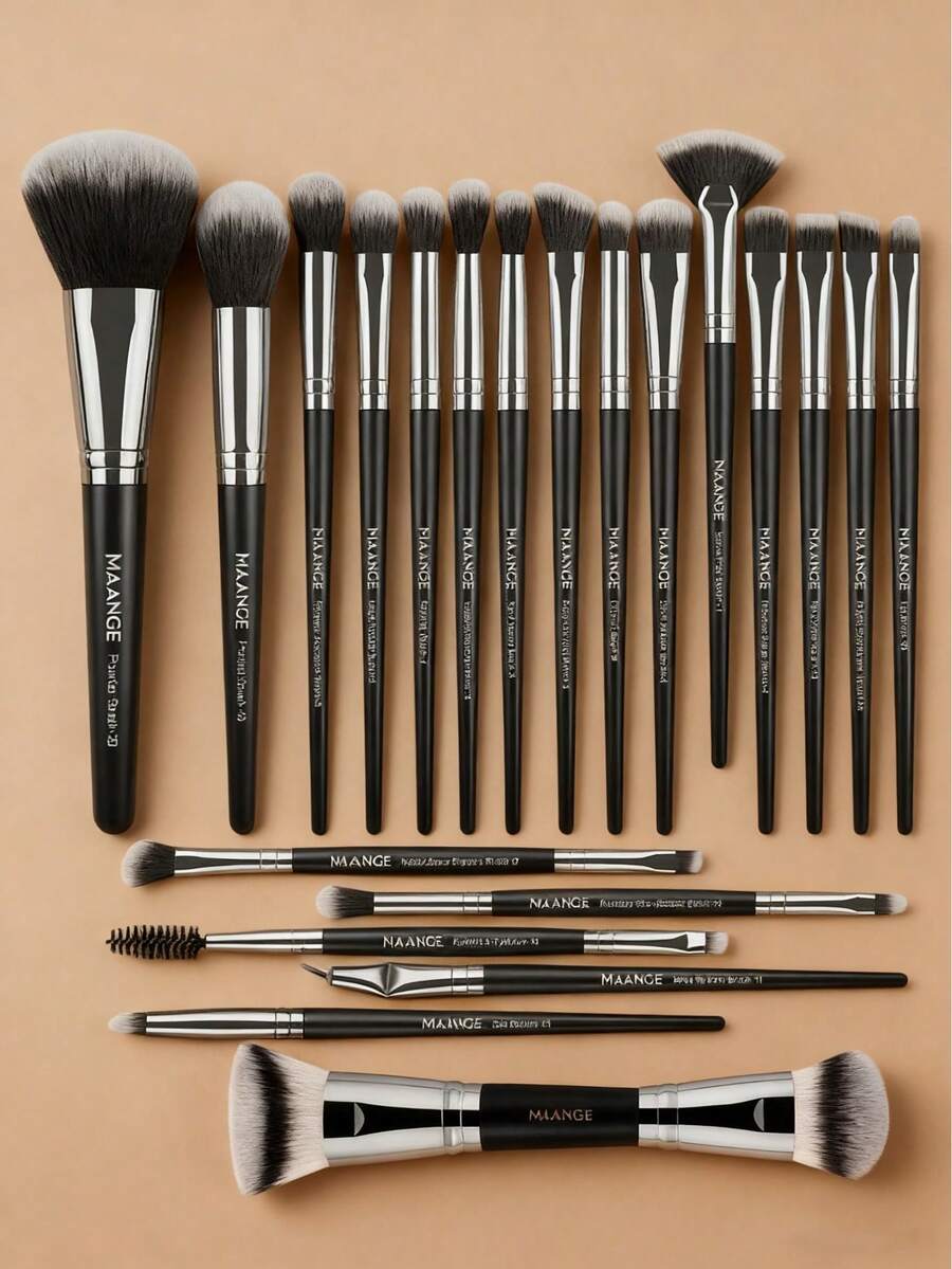 MAANGE 21件套专业化妆工具套装，多功能化妆刷套装，包含粉底刷、面部刷、散粉刷、腮红刷、遮瑕刷、轮廓刷、鼻部轮廓刷、高光刷、眼线刷、眼影刷、眉刷、细节刷。居家或旅行必备，是送给女性和女孩的理想礼物。 - 彩色 - 查看 1