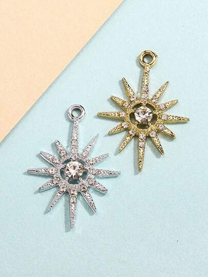 Solar Snowflake Pendant Accessory Inlaid With Diamonds, Exquisite And Ingenious Alloy Star DIY Bracelet, Clothing Accessory, Accessory