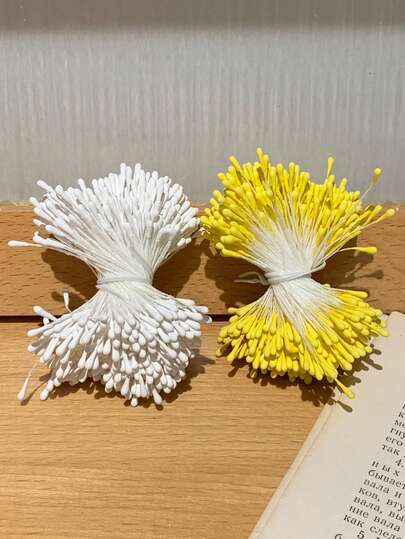 1 Bundle 100pcs Of 2mm Artificial Flower Stamens, Home Flower Craft Decoration,Fake Flower Stamens,Pistil Artificial Pearlized Floral Pollens Stamen,For Christmas Wedding Flower Making Scrapbook Decoration, Wedding Scene Accessories