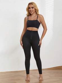 Women's Tummy Control Body Shaping Leggings - Black - View 1