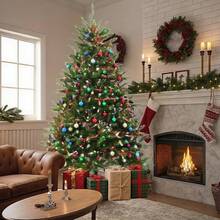 6FT Unlit Tree Green, Artificial Tree With 1430 PVC Branch Tips, Realistic Full Shape, Foldable Metal Stand Indoor Home, Office & Holiday Decor, Evergreen Design - Green - View 3