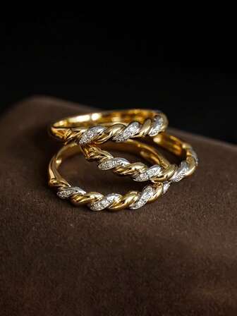  1pc 18K Gold Color Braided Rope Ring, Fashionable Minimalist S925 Sterling Silver Ring, Suitable For Women's Daily Wear, Valentine's Day, Birthday Gift, Anniversary, Designer Jewelry