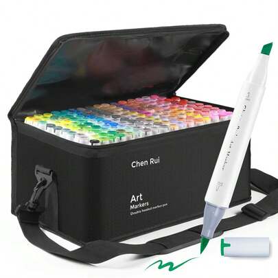 Chen Rui 168/120/100/80/60/48 Colors Dual Tip Art Art Markers Brush & Chisel Permanent Marker Pens With Base Perfect For Artist Adults Anime Coloring Sketching Illustrations And Card Making Gift For Christmas And New Year- Refillable,Back To School