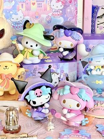  2025 新款 Sanrio 魔法故事套装 - 6 个可爱的收藏角色 1 个秘密惊喜，可爱的桌面装饰，成人减压玩具，幻想主题可爱卡通娃娃迷你娃娃便宜货
