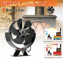 6叶壁炉风扇，热力驱动炉灶风扇，360度旋转，适用于原木燃烧器 - 风扇静音加热器，热量分布均匀 - 11*5.3*23cm - 查看 3