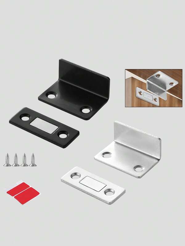 5 sets de topes y cerraduras magnéticas para puertas: imanes súper resistentes, fáciles de instalar, proporcionan cerraduras para gabinetes y muebles