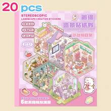 (不含金属镊子)20张场景贴纸书,DIY房屋贴纸,3D微缩小屋场景儿童DIY日记教育玩具墙饰,风景和手动标签,各种规格的可重复使用小房子场景系列,教育活动,创意游戏,场景设计,小屋装饰,可重复使用贴纸,耐用贴纸,工艺用品,装饰标签,业余爱好者,家长和 - 彩色 - 查看 14