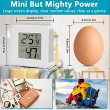 2pcs/4pcs Mini Indoor Thermometer Hygrometer Dry Humidity Temperature Gauge Digital Display Room Thermometer Humidity Meter, High Precision, Wall-Mounted, Compact, Portable - White - View 4