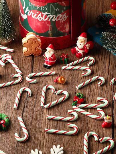 10/30pcs Mini Christmas Candy Cane Decor, Fake Candy Decor Peppermint Ornaments Xmas Table Scatters Red And Green Candy Vase Filler For Decorations, Party Favors Supplies For Crafts, New Year, Christmas Tree Hanging Dec, New Year's Birthday Gift