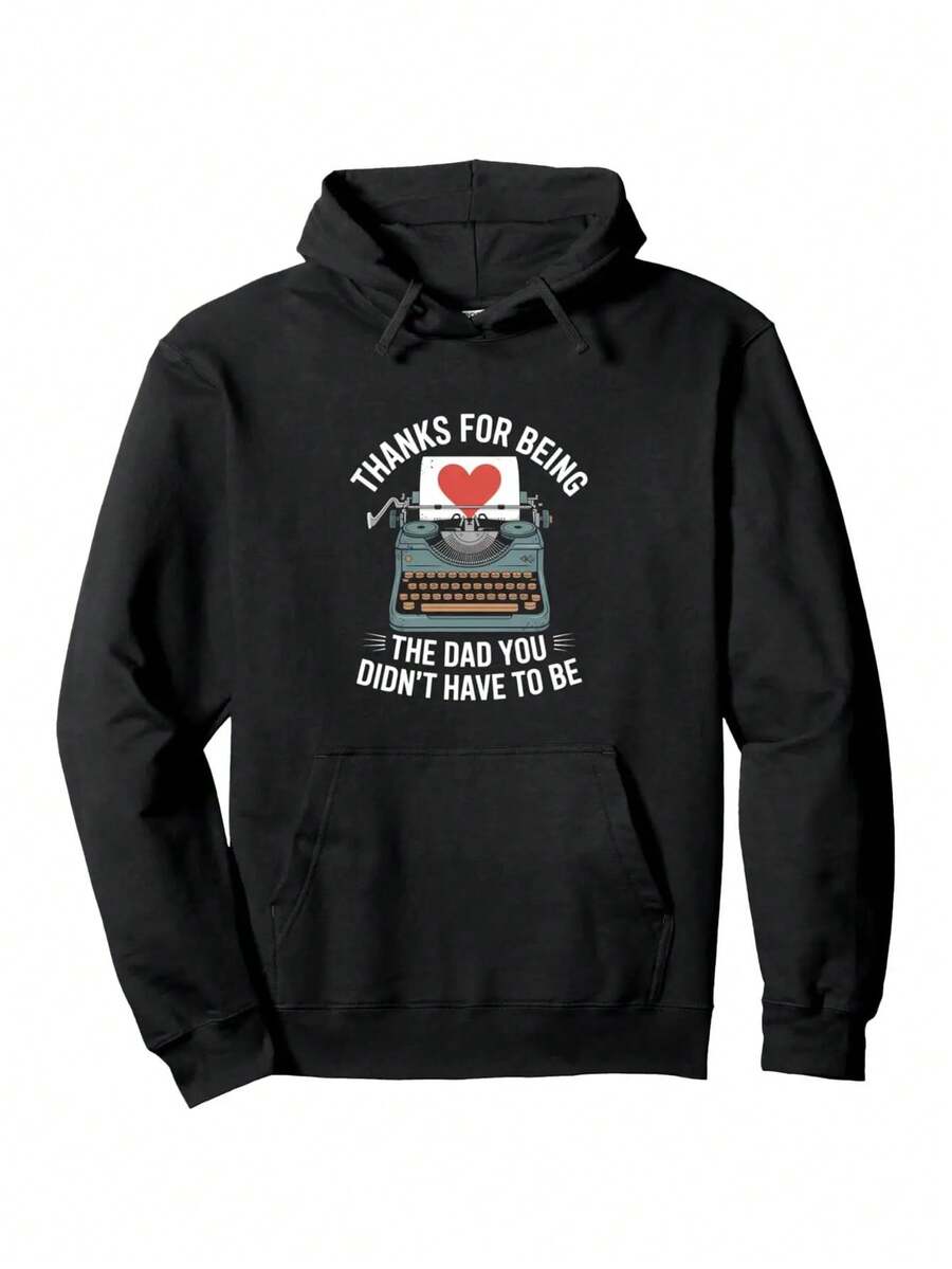 Gracias por ser papá, diseño de máquina de escribir, sudadera con capucha para el Día del Padre - Negro - Ver 1