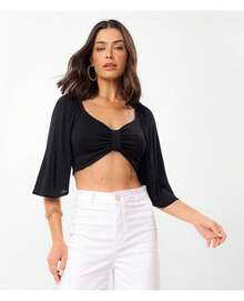 Women's Top Blouse With Bow Effect Rovitex Black - 黑色 - 查看 1
