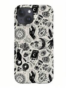 Witchy Things Phone Case |     Mushroom Moon Sun Witch Mystic  - Halloween Phone Case |     Black Hat |     Cover For IPhone 17 16 15 14 13 12 SE Max Pro, Gift,Suitable For IPhone 17 Air - 白色1 - 查看 2