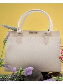 Women's Medium Satchel Luxury Tote Bag - Beige - View 5