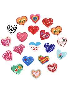 20 PCS Love Series, Featuring Various Heart-Shaped Designs, Holiday Christmas Sports Shoe Decorations, PVC Plastic Strawberry Heart Shoe Ornaments, Durable DIY Shoe Accessory Set, Perfect For Giving As Gifts, Suitable For Valentine's Day, Mother's Day, Father's Day Gifts And Rewards, And Suitable For Pairing With Shoes.