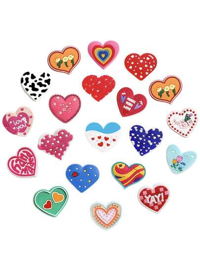 20 PCS Love Series, Featuring Various Heart-Shaped Designs, Holiday Christmas Sports Shoe Decorations, PVC Plastic Strawberry Heart Shoe Ornaments, Durable DIY Shoe Accessory Set, Perfect For Giving As Gifts, Suitable For Valentine's Day, Mother's Day, Father's Day Gifts And Rewards, And Suitable For Pairing With Shoes.