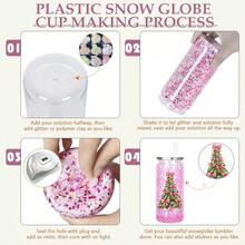 8 Pack 20 Oz Acrylic Snow Globe Tumbler, Double Wall Plastic Cups For Glitter DIY With Clear Lids & Straws, Including DIY Tools - Trong sáng - Xem 6