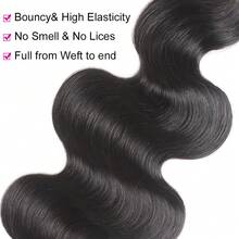 12A Body Wave Bundles Human Hair 16 18 20 Inch Human Hair Bundles 100% Unprocessed Brazilian Virgin Hair 3 Bundles Weave For  Women Natural Color - Natural Black - 查看 3